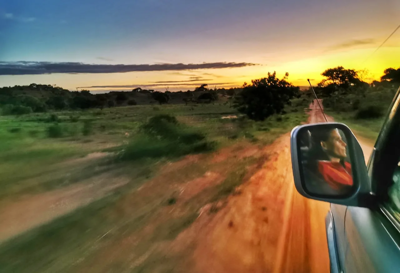 coucher de soleil vu de voiture